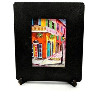 New Orleans Pirates‎ Alley Watercolor Vibrant Street Scene Framed Easel